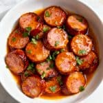 Spicy Peach Glazed Kielbasa