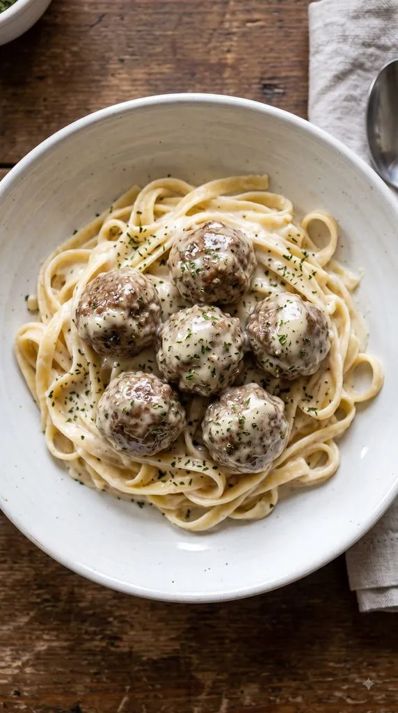 Crockpot Creamy Alfredo Meatballs