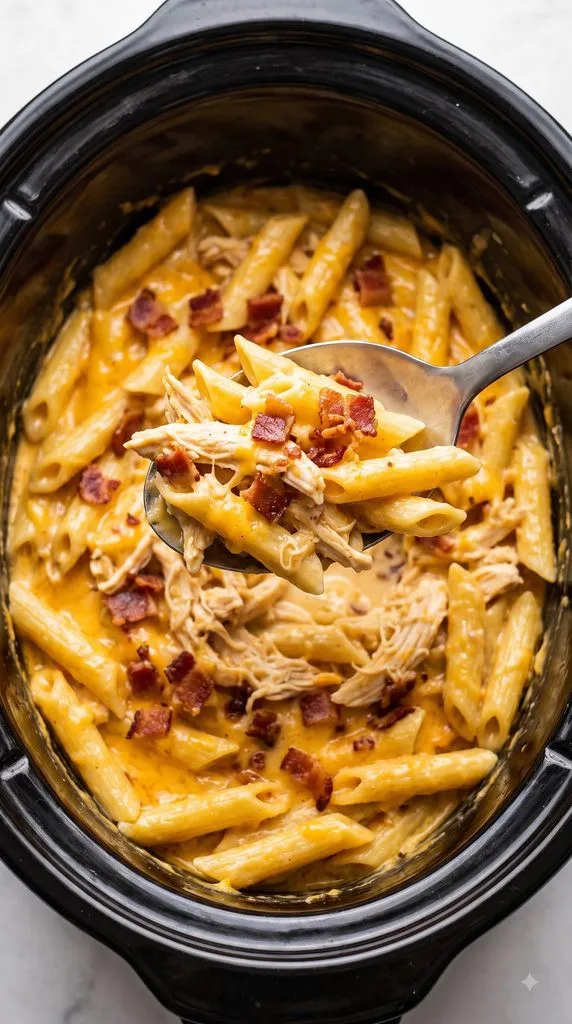 Crockpot Crack Chicken Penne Pasta