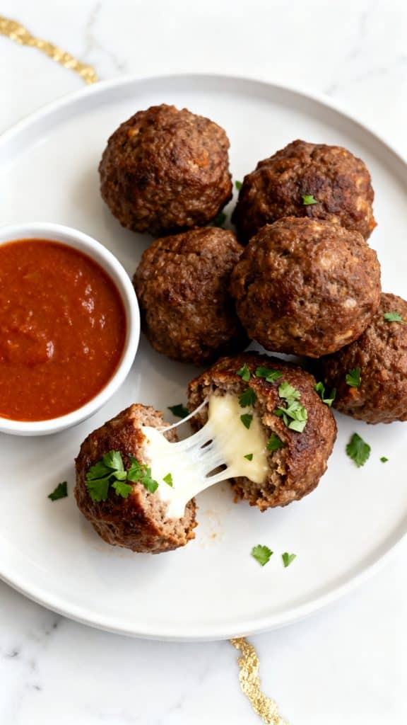 Air Fryer Mozzarella Stuffed Meatballs