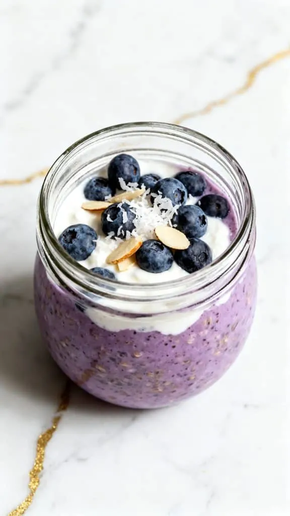 High Protein Blueberry Overnight Oats