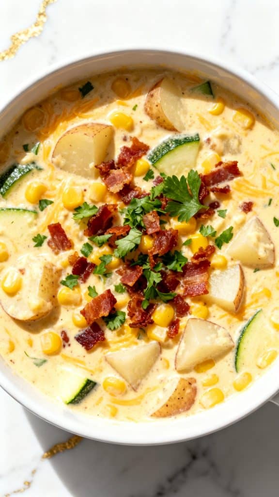Crockpot Corn and Zucchini Chowder