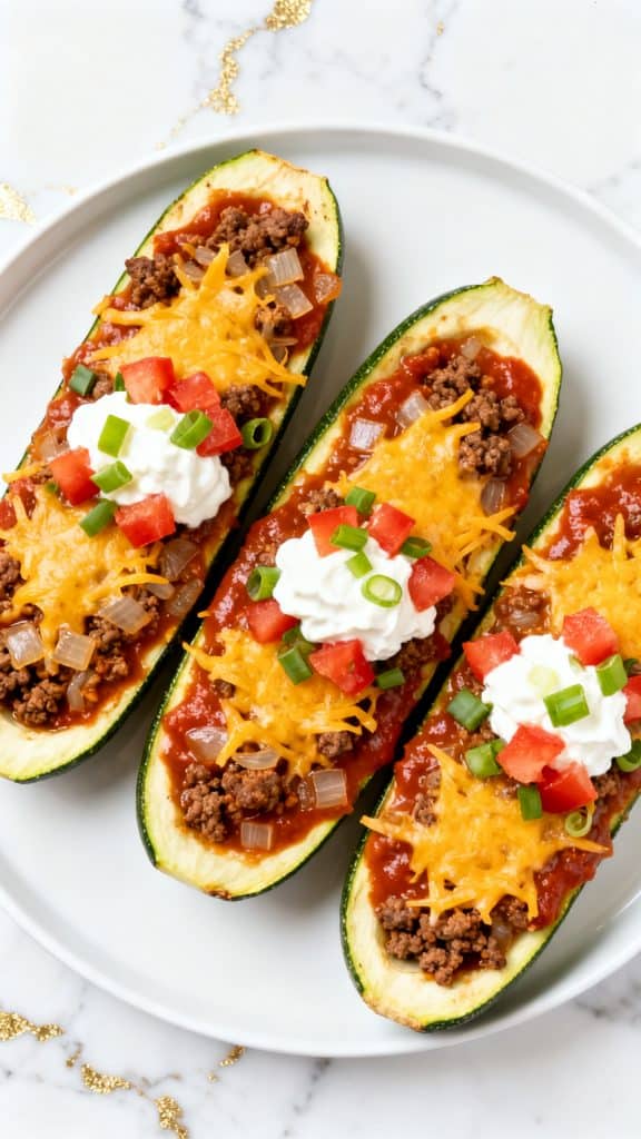 Air Fryer Taco Stuffed Zucchini Boats