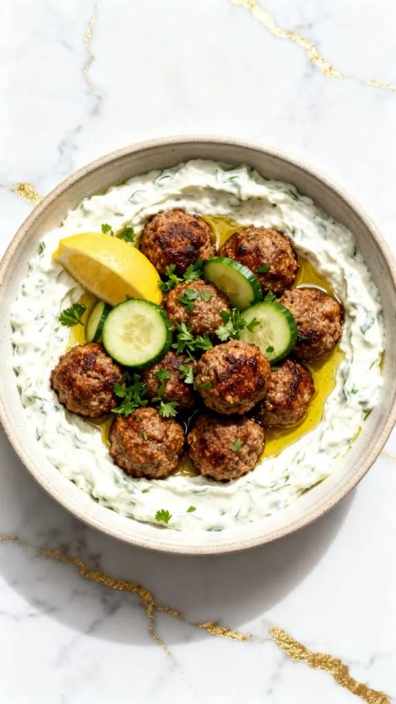 Healthy Air Fried Greek Meatballs