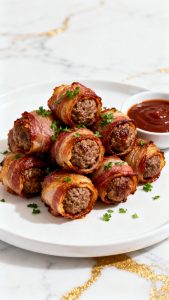 Air Fryer Bacon Wrapped Meatballs