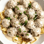 Crockpot Creamy Alfredo Meatballs