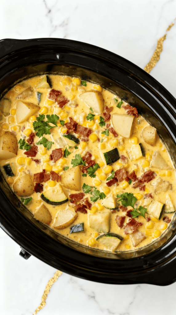 Crockpot Corn and Zucchini Chowder