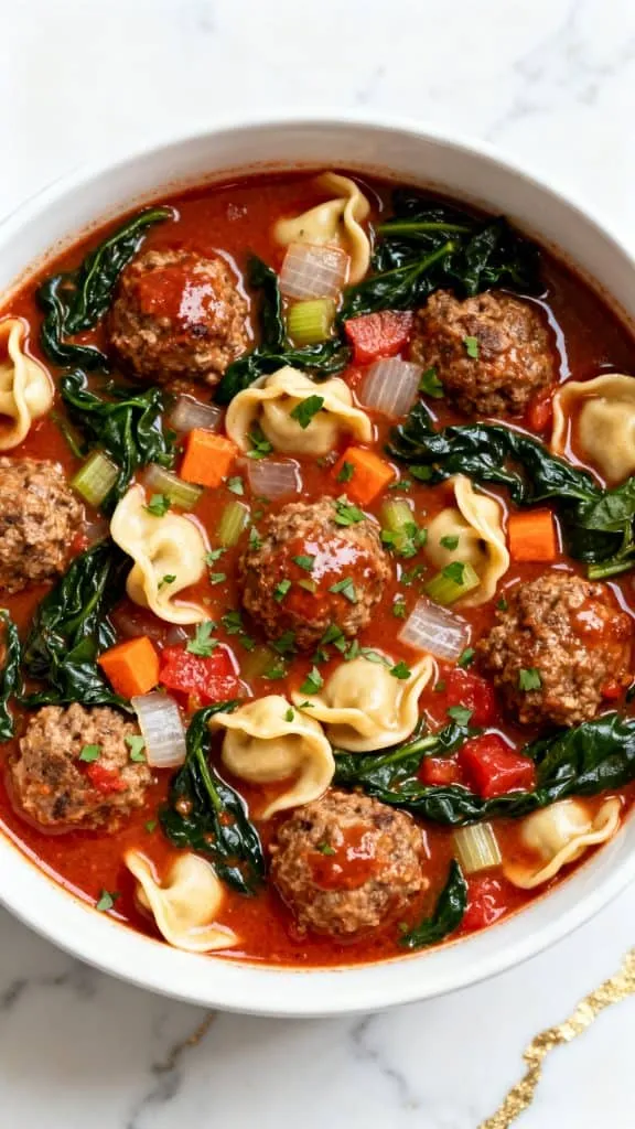 Crockpot Meatballs and Tortellini Soup