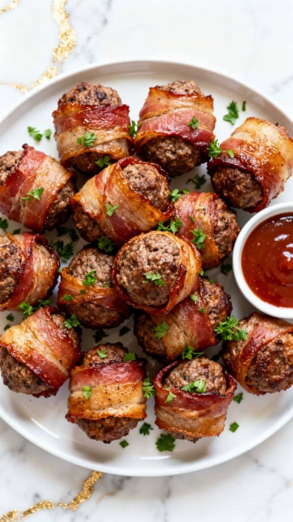 Air Fryer Bacon Wrapped Meatballs