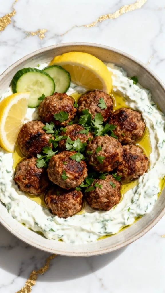 Healthy Air Fried Greek Meatballs
