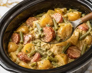 Crockpot Kielbasa Potatoes and Green Beans