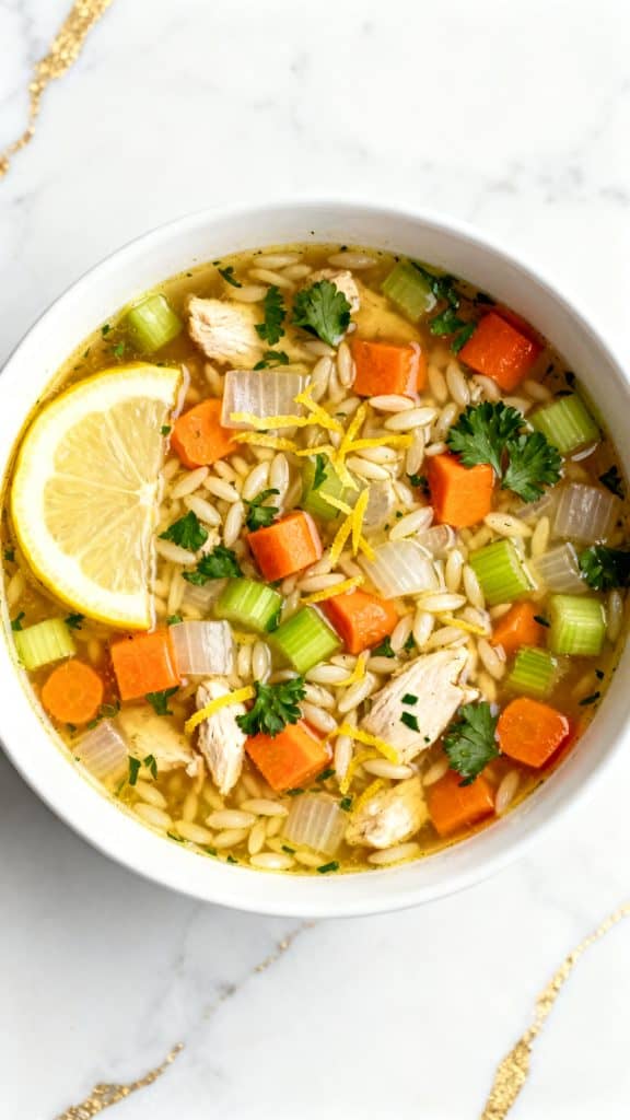 Crockpot Lemon Chicken Orzo Soup
