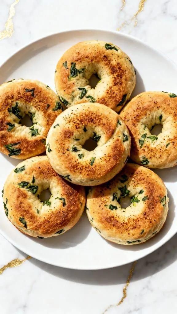 Spinach Cottage Cheese Flagels
