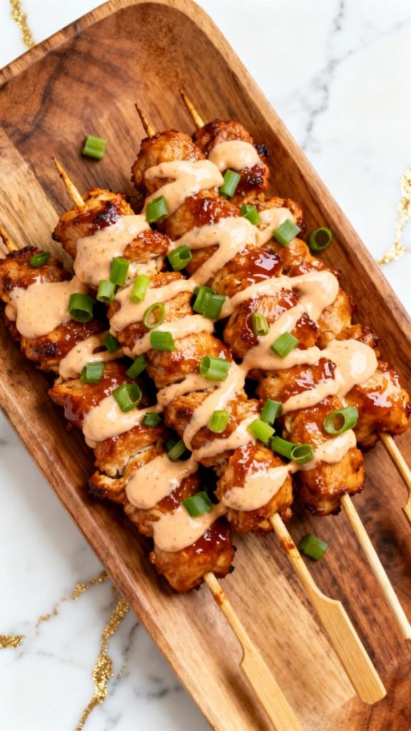Air Fryer Bang Bang Chicken Skewers