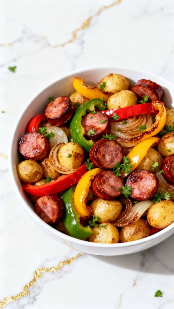 Air Fryer Sausage, Peppers, Onions, and Potatoes