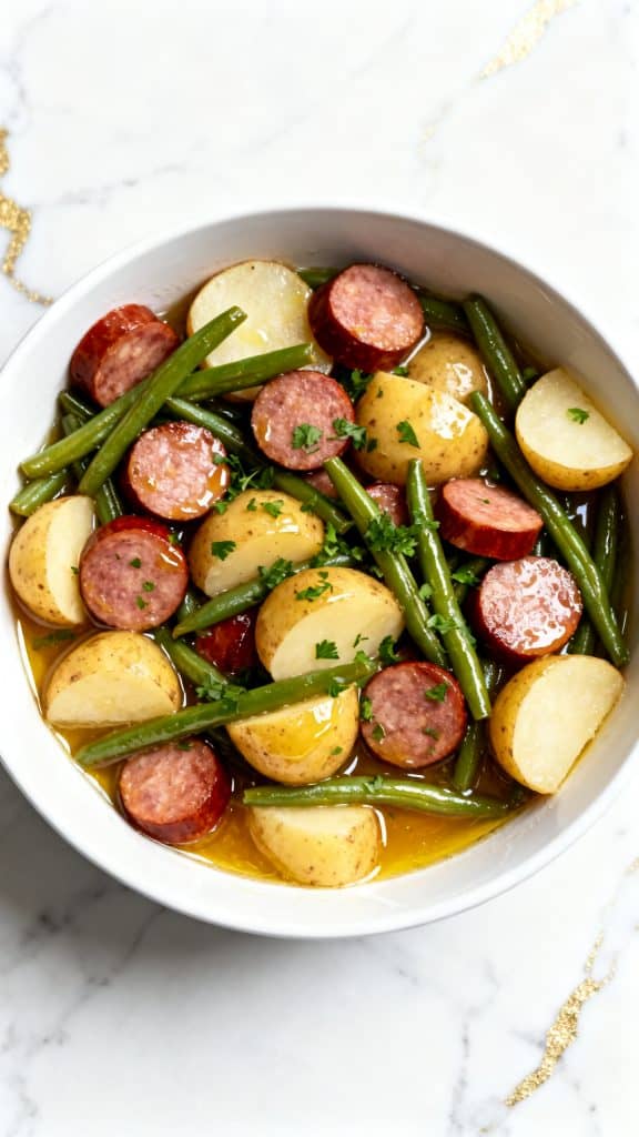 Crockpot Kielbasa Potatoes and Green Beans