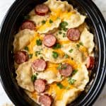 Crockpot Pierogi Casserole with Kielbasa