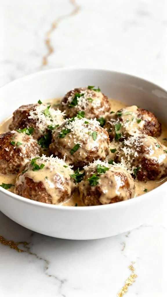 Crockpot Garlic Parmesan Meatballs