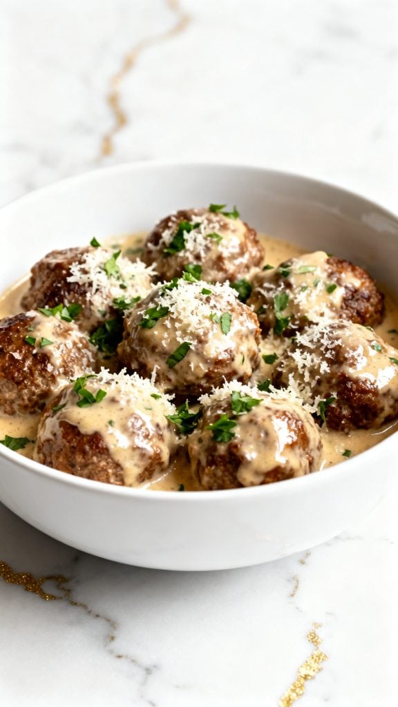 Crockpot Garlic Parmesan Meatballs