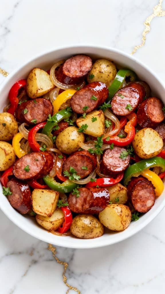 Air Fryer Sausage, Peppers, Onions, and Potatoes