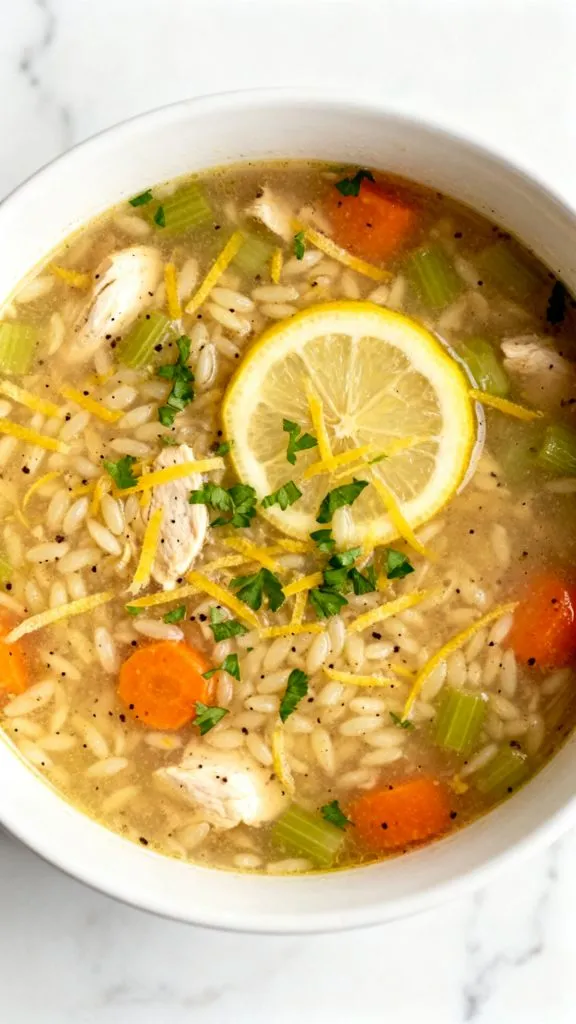 Crockpot Lemon Chicken Orzo Soup