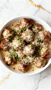 Crockpot Garlic Parmesan Meatballs