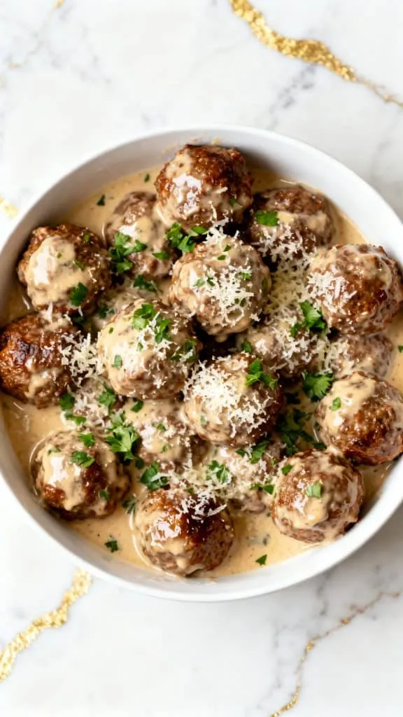 Crockpot Garlic Parmesan Meatballs