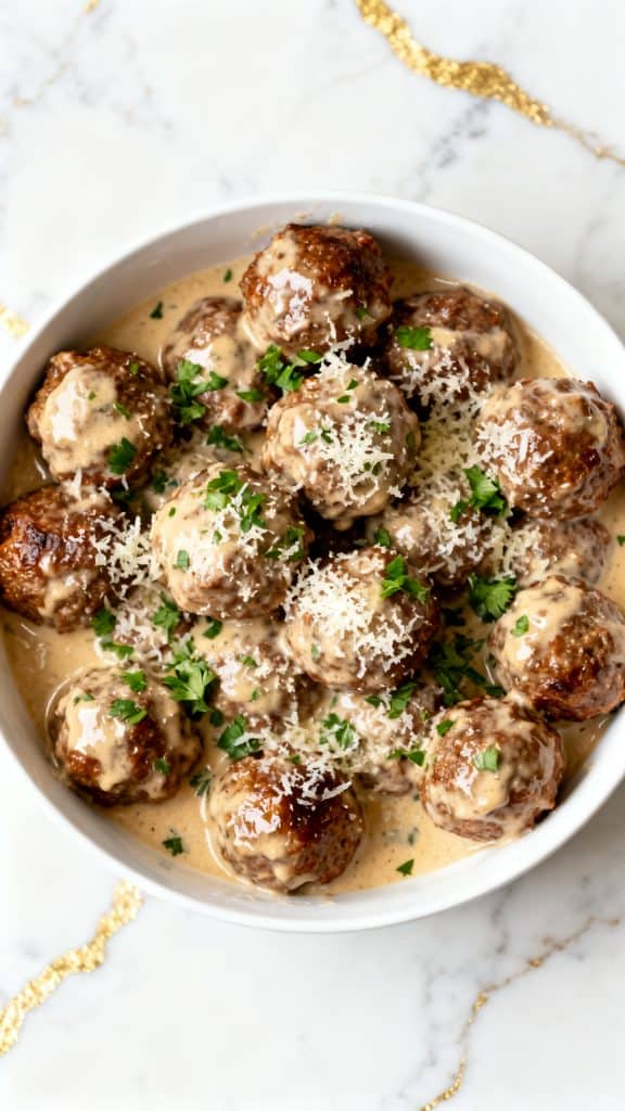 Crockpot Garlic Parmesan Meatballs