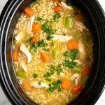 Crockpot Lemon Chicken Orzo Soup