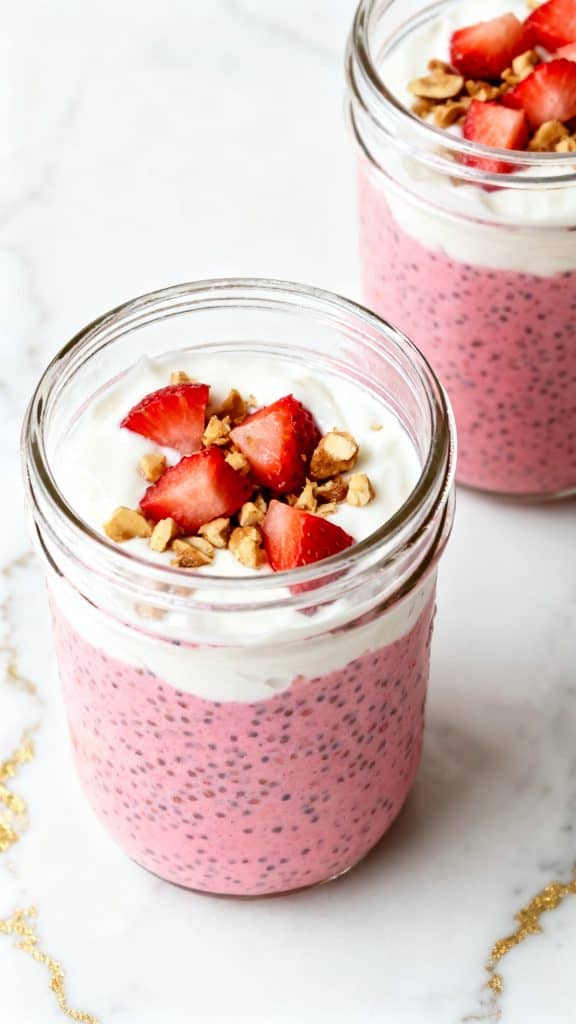 High Protein Strawberry Chia Pudding