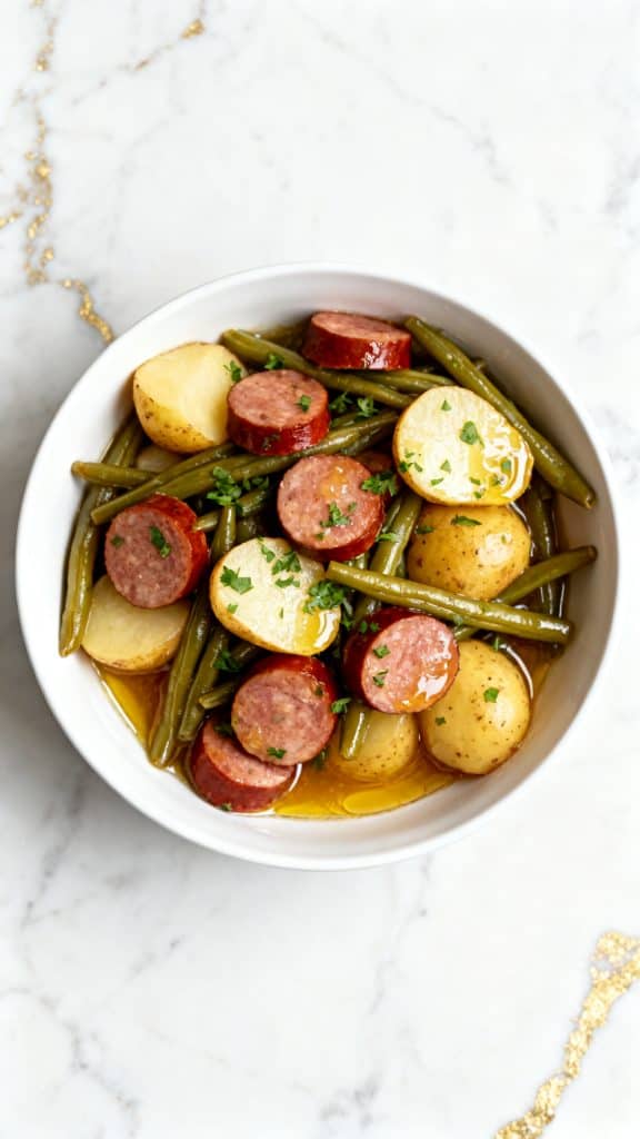 Crockpot Kielbasa Potatoes and Green Beans