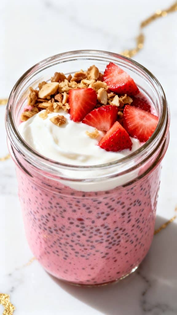 High Protein Strawberry Chia Pudding
