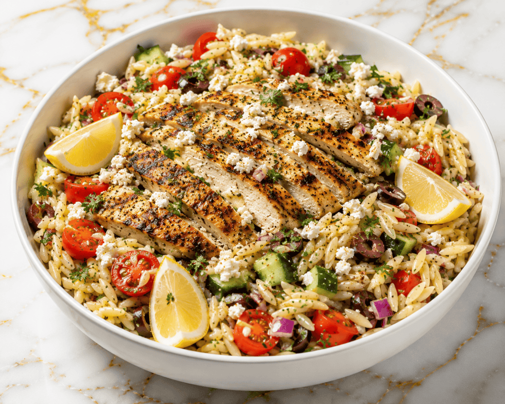 Mediterranean Chicken Orzo Salad