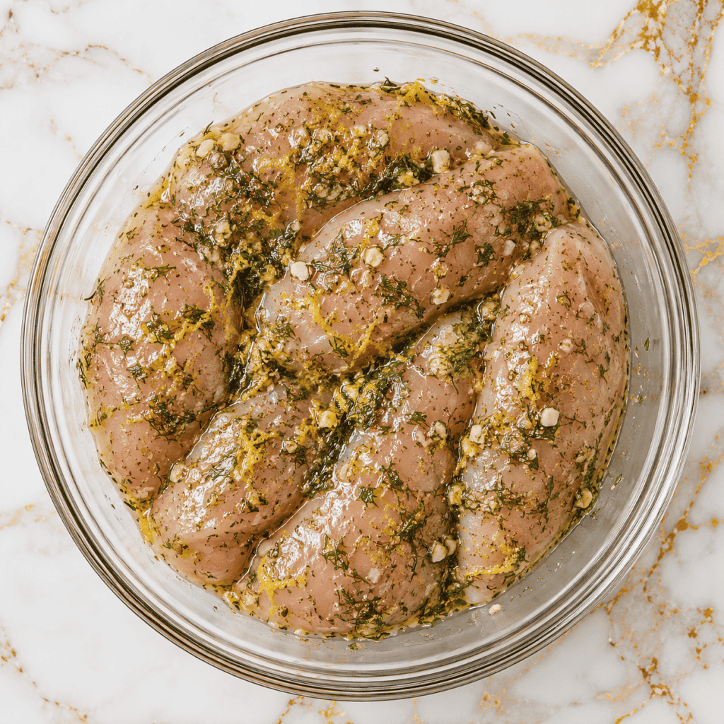 High-Protein Mediterranean Lemon-Dill Chicken Bowls
