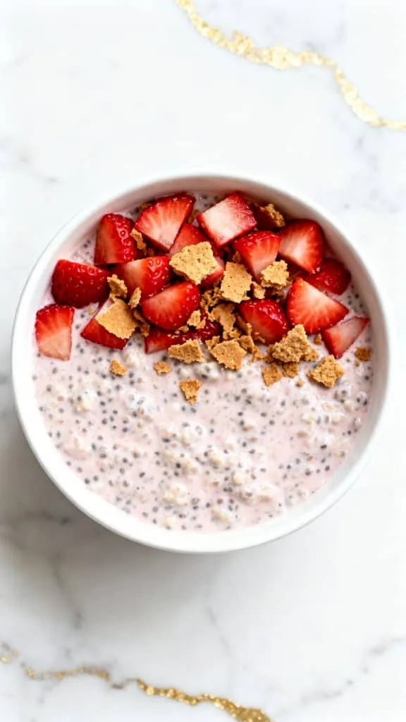 High Protein Strawberry Shortcake Overnight Oats