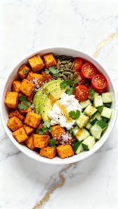Air Fryer Sweet Potato Cottage Cheese Bowl