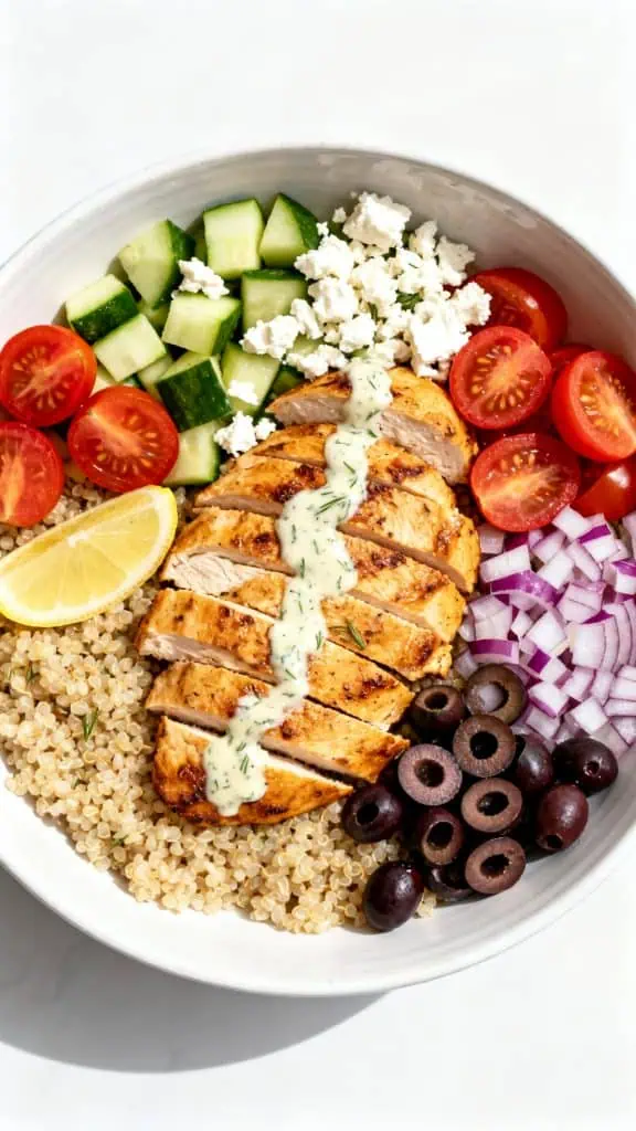 Mediterranean Lemon-Dill Chicken Bowls