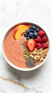 Peach Berry Protein Smoothie Bowl