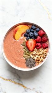 Peach Berry Protein Smoothie Bowl