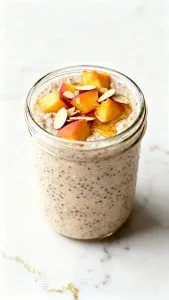 High Protein Peach Overnight Oats