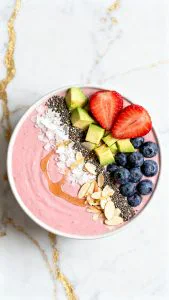 Strawberry Avocado Protein Smoothie Bowl
