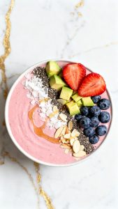 Strawberry Avocado Protein Smoothie Bowl
