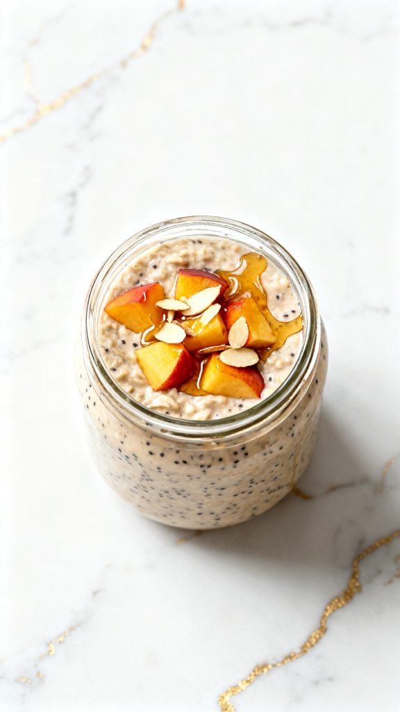 High Protein Peach Overnight Oats