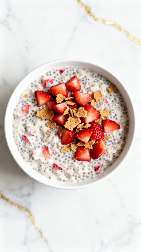 High Protein Strawberry Shortcake Overnight Oats