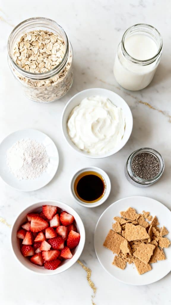 High Protein Strawberry Shortcake Overnight Oats