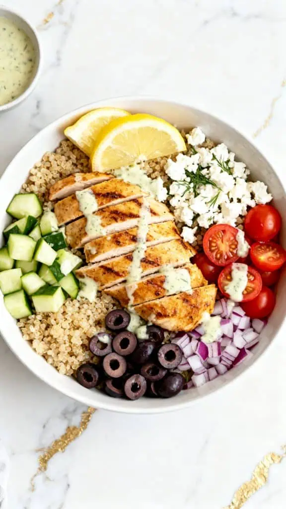 Mediterranean Lemon-Dill Chicken Bowls