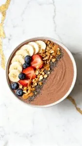 Chocolate Peanut Butter High-Protein Smoothie Bowl