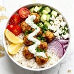 Mediterranean Chicken Meatball Bowls