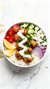 Mediterranean Chicken Meatball Bowls