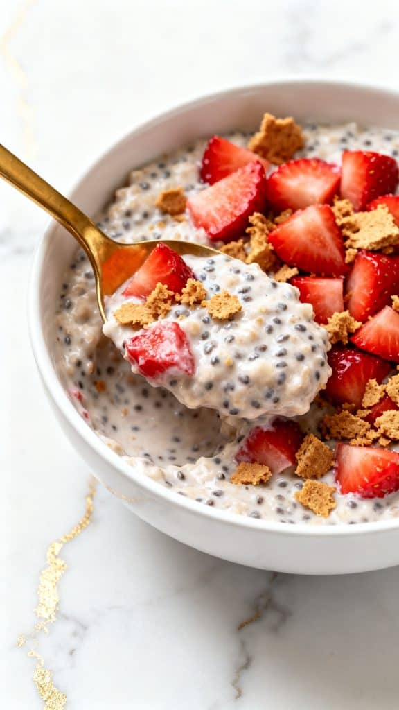 High Protein Strawberry Shortcake Overnight Oats